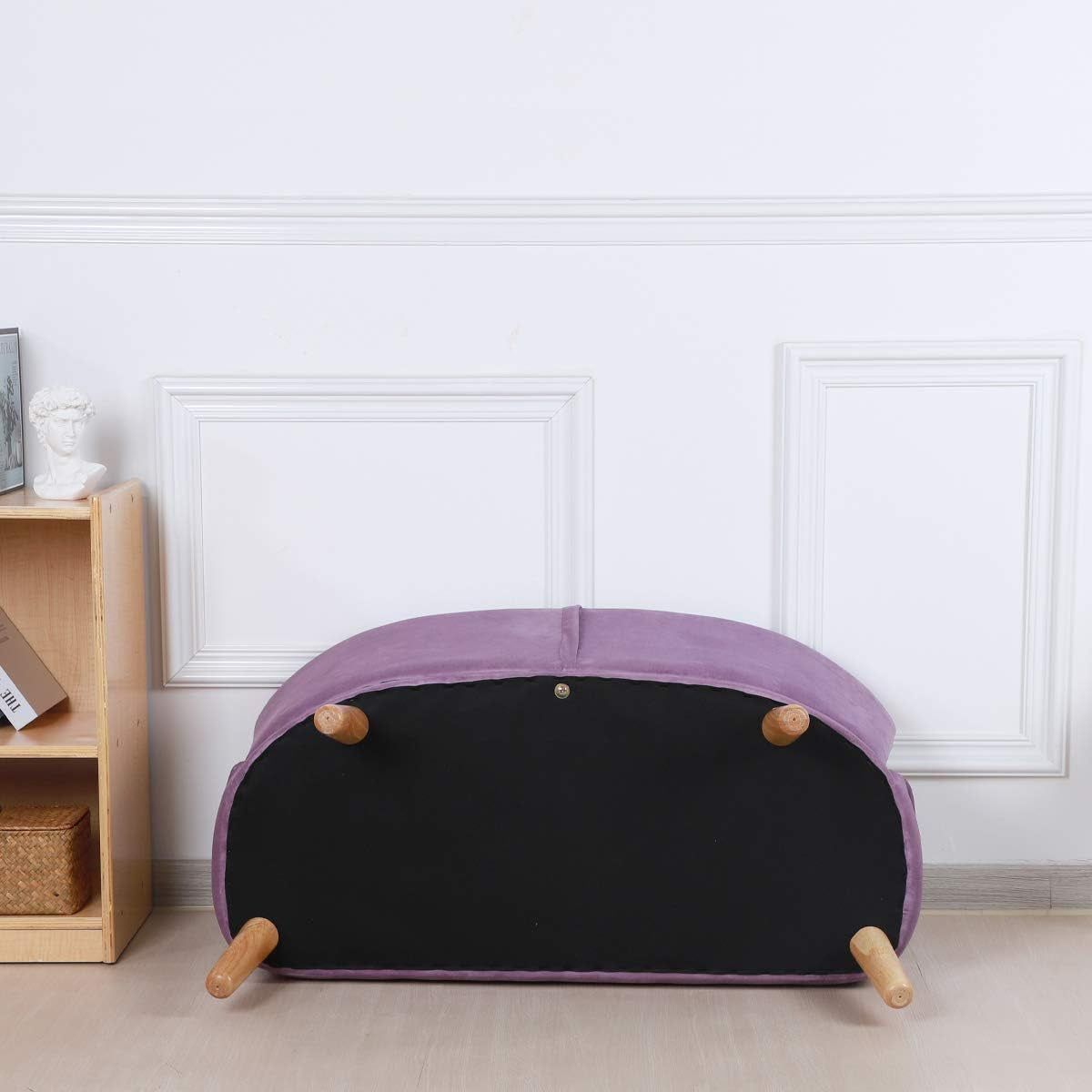 2-Seat Kid Sofa Couch with Velvet Fabric,Kid Sofa Chair with Wooden Frame for 3-6 Age Children Gift,35.6" Length, Purple