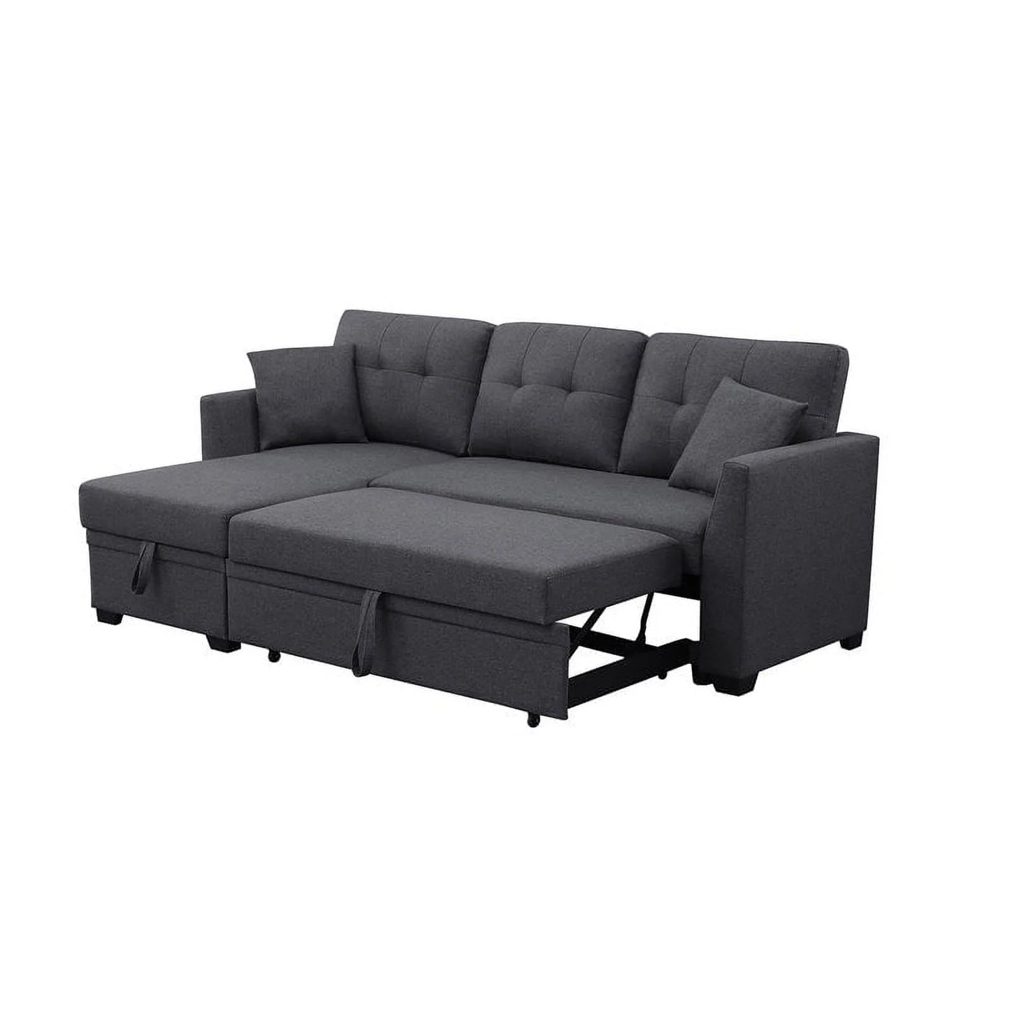 3 Seater L-Shaped Sofa with Pull-Out Sleeper Sofa, Sofa with Storage Recliner for Living Room, Bedroom, Apartment Small Combination Sofa, Dark Gray