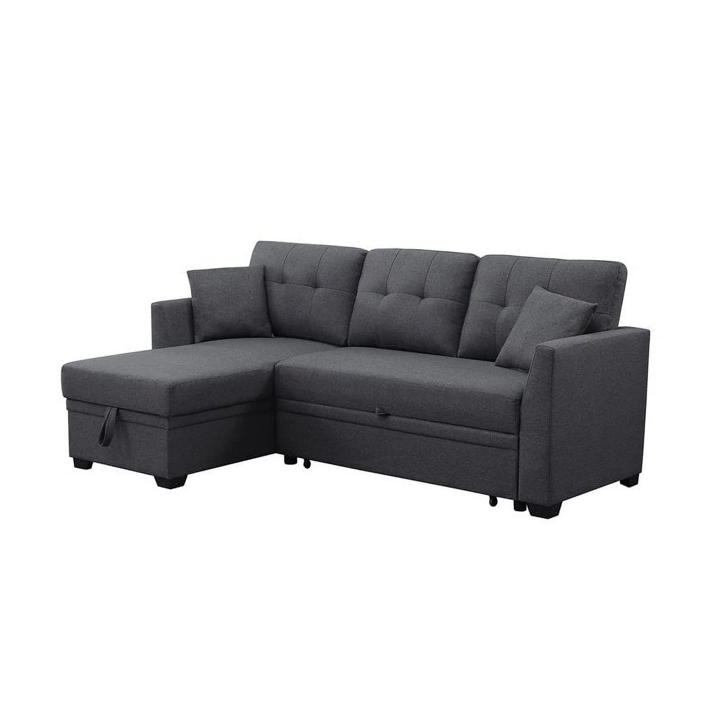3 Seater L-Shaped Sofa with Pull-Out Sleeper Sofa, Sofa with Storage Recliner for Living Room, Bedroom, Apartment Small Combination Sofa, Dark Gray