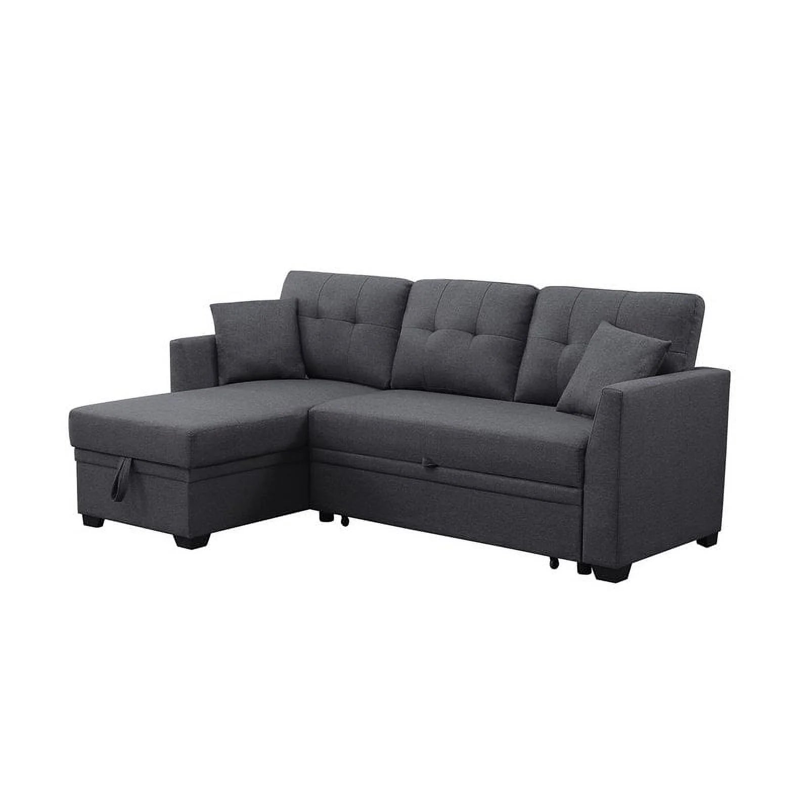 3 Seater L-Shaped Sofa with Pull-Out Sleeper Sofa, Sofa with Storage Recliner for Living Room, Bedroom, Apartment Small Combination Sofa, Dark Gray