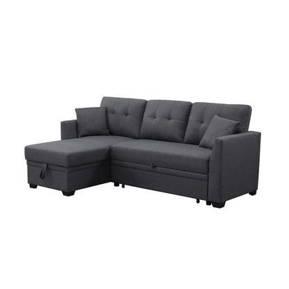 3 Seater L-Shaped Sofa with Pull-Out Sleeper Sofa, Sofa with Storage Recliner for Living Room, Bedroom, Apartment Small Combination Sofa, Dark Gray