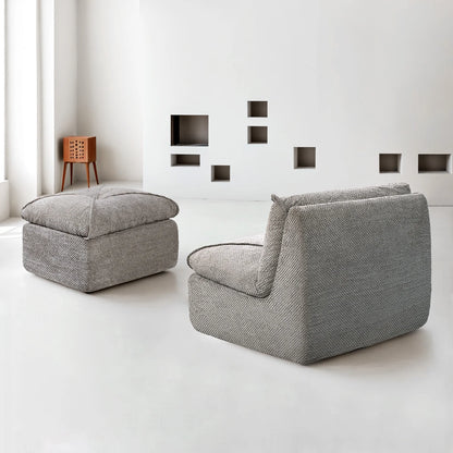 35.4"W Accent Chair, Upholstered Beanbag Sofa Chair, Modern Single Chair Accent Chair for Living Room Bedroom with Ottoman, Stone Gray