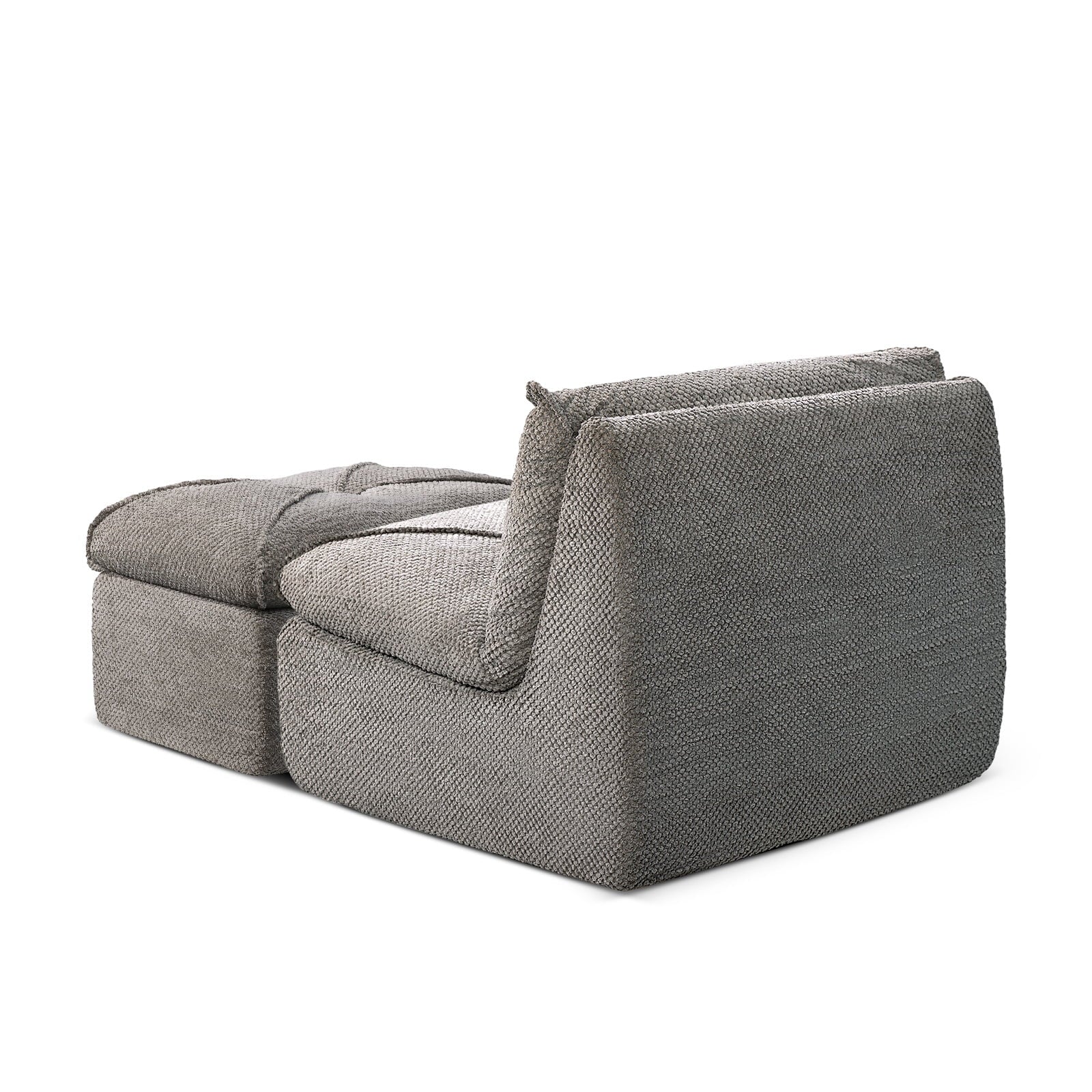 35.4"W Accent Chair, Upholstered Beanbag Sofa Chair, Modern Single Chair Accent Chair for Living Room Bedroom with Ottoman, Stone Gray