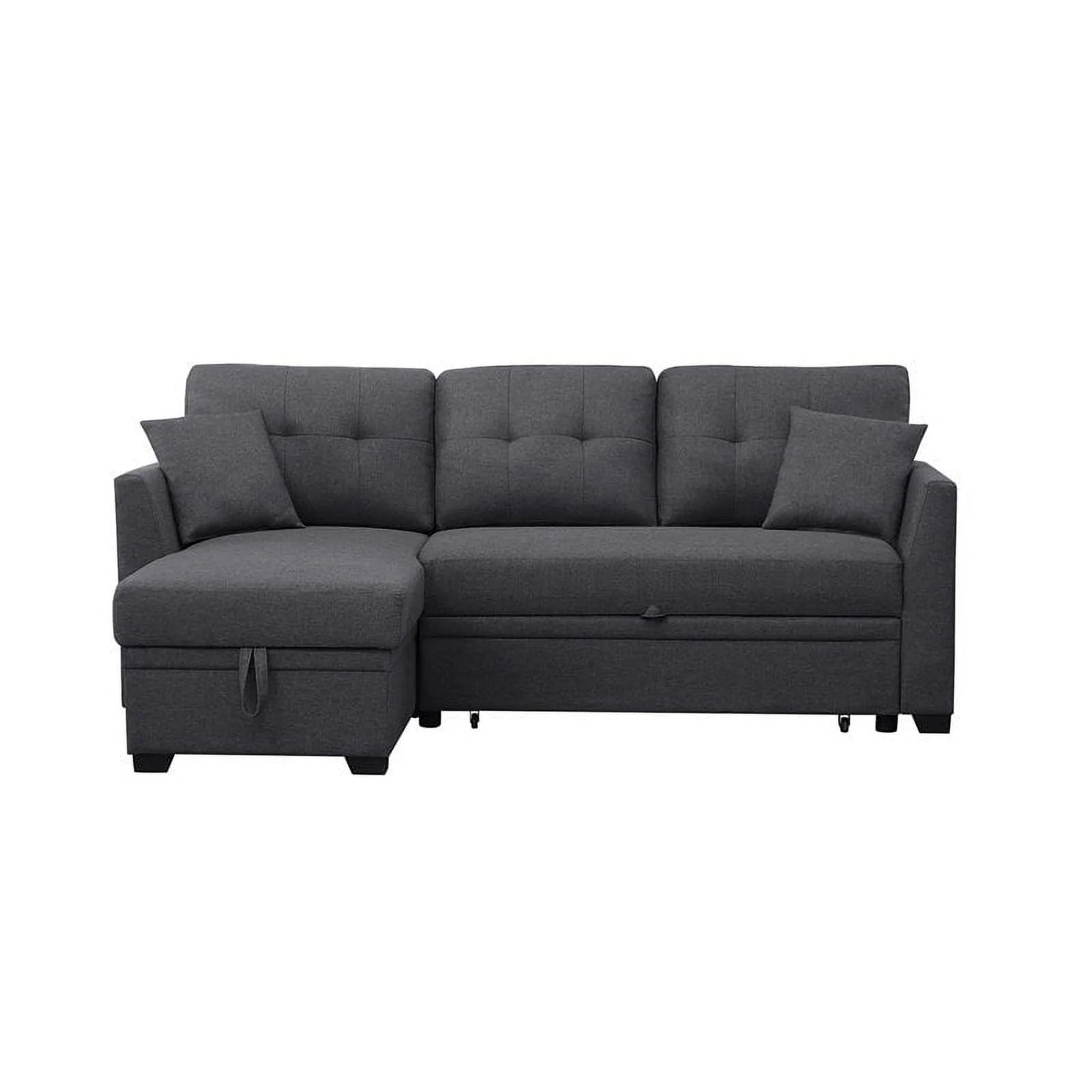 3 Seater L-Shaped Sofa with Pull-Out Sleeper Sofa, Sofa with Storage Recliner for Living Room, Bedroom, Apartment Small Combination Sofa, Dark Gray