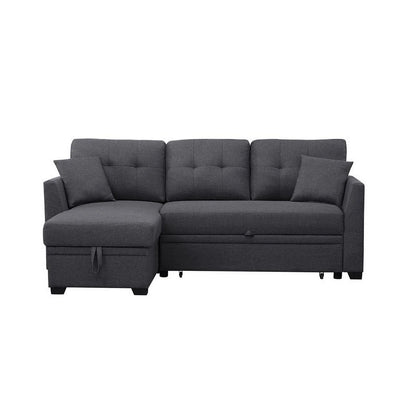 3 Seater L-Shaped Sofa with Pull-Out Sleeper Sofa, Sofa with Storage Recliner for Living Room, Bedroom, Apartment Small Combination Sofa, Dark Gray