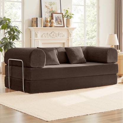 78.7" W Combination Sofa, High Rebound Density Sponge Sofa Couch, Two Forms Floor Couch Three Seats Sofa Bed for Living Room, Bedroom, Coffee