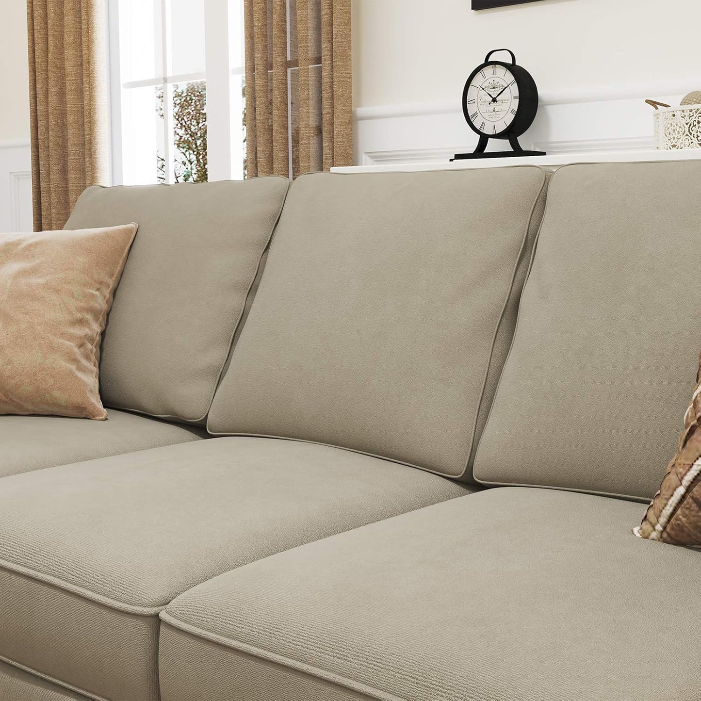 Convertible Sectional Sofa, L Shaped Couch with Storage Ottoman, Reversible Sectional Sofa Couch for Living Room, Dark Khaki