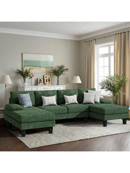 Furniwell Sectional Sofa Couches for Living Room, U Shaped Modular Sectional Sofa, Convertible Sofa Bed 6 Seats Sectional Sleeper Sofa Comfy Couch with Adjustable Backrest