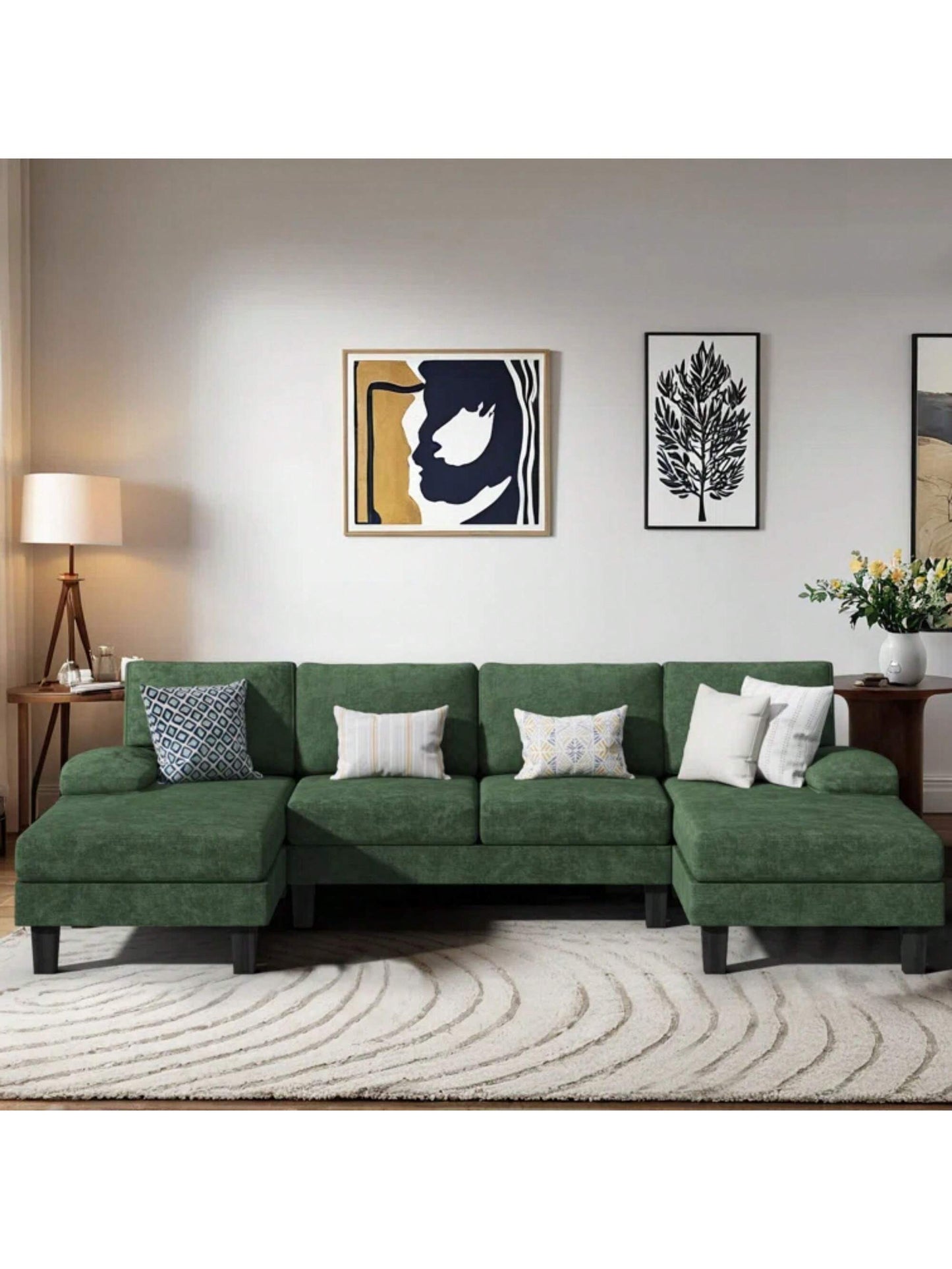 Furniwell Sectional Sofa Couches for Living Room, U Shaped Modular Sectional Sofa, Convertible Sofa Bed 6 Seats Sectional Sleeper Sofa Comfy Couch with Adjustable Backrest