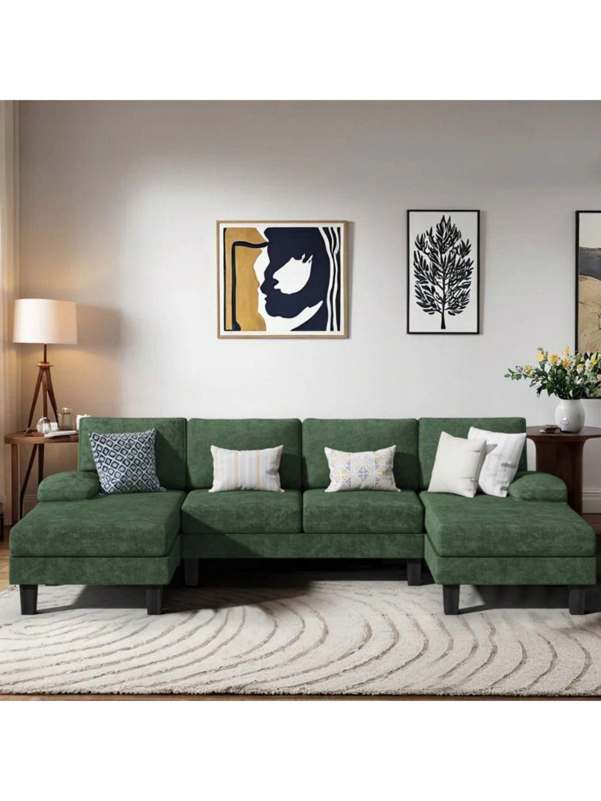 Furniwell Sectional Sofa Couches for Living Room, U Shaped Modular Sectional Sofa, Convertible Sofa Bed 6 Seats Sectional Sleeper Sofa Comfy Couch with Adjustable Backrest