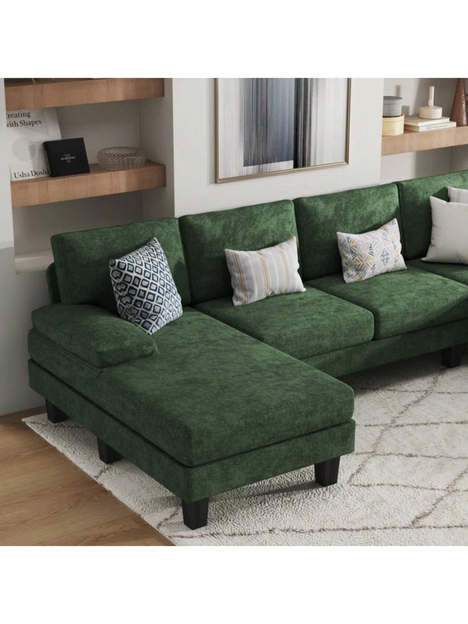Furniwell Sectional Sofa Couches for Living Room, U Shaped Modular Sectional Sofa, Convertible Sofa Bed 6 Seats Sectional Sleeper Sofa Comfy Couch with Adjustable Backrest