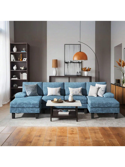 Furniwell Sectional Sofa Couches for Living Room, U Shaped Modular Sectional Sofa, Convertible Sofa Bed 6 Seats Sectional Sleeper Sofa Comfy Couch with Adjustable Backrest