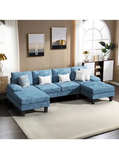 Furniwell Sectional Sofa Couches for Living Room, U Shaped Modular Sectional Sofa, Convertible Sofa Bed 6 Seats Sectional Sleeper Sofa Comfy Couch with Adjustable Backrest