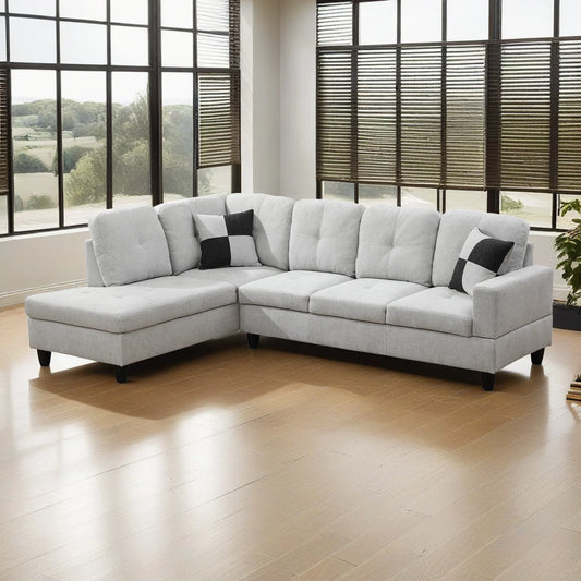Couch Sofa Set, Modern L-Shaped Sofa Living Room Furniture Set, Chenille Finish Sectional Sofa Set for Apartment, Off-White(Without Ottoman)