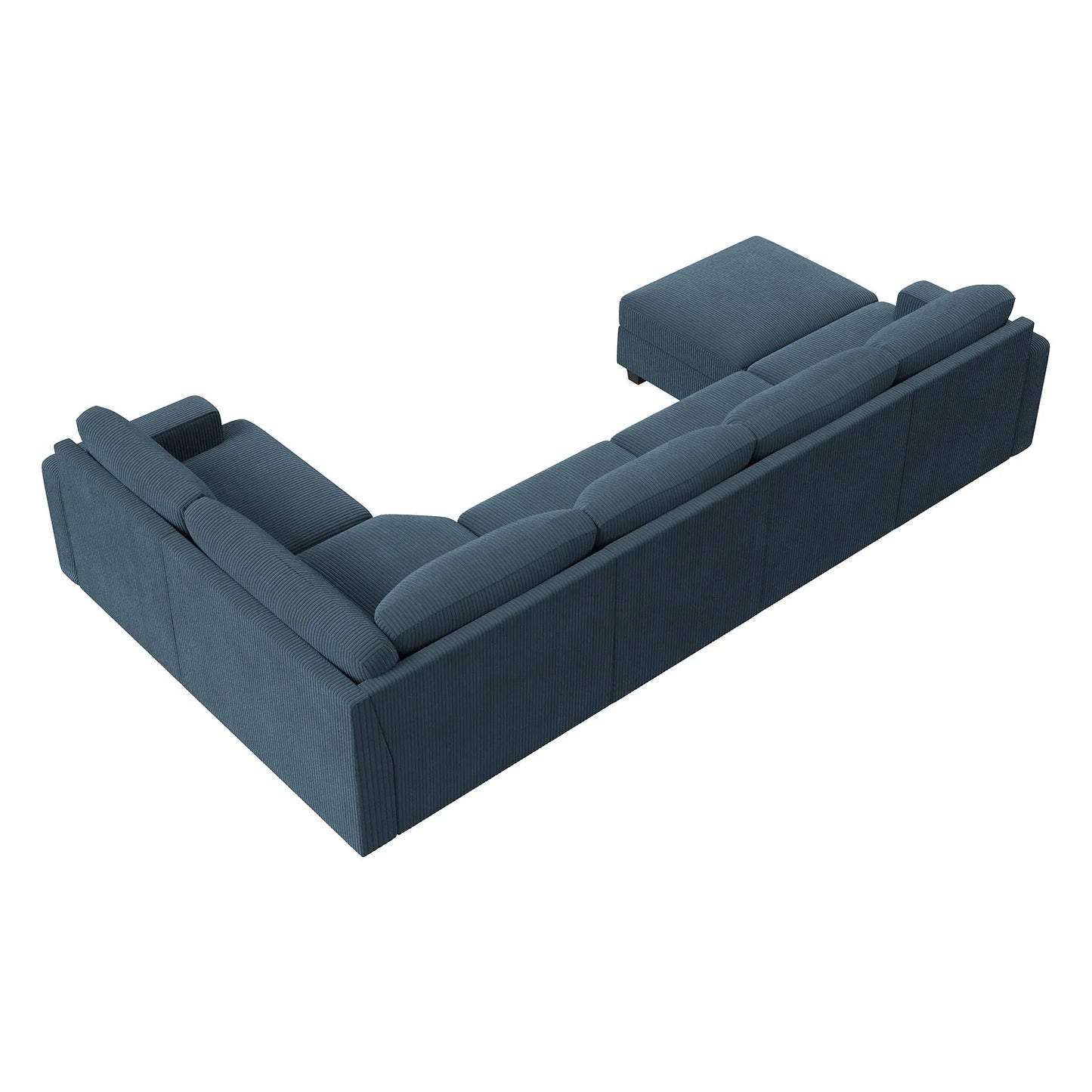 U-Shaped Modular Sectional Sofa Set, Convertible Sleeper with Storage Ottoman and Washable Covers for Family Living Room, Blue