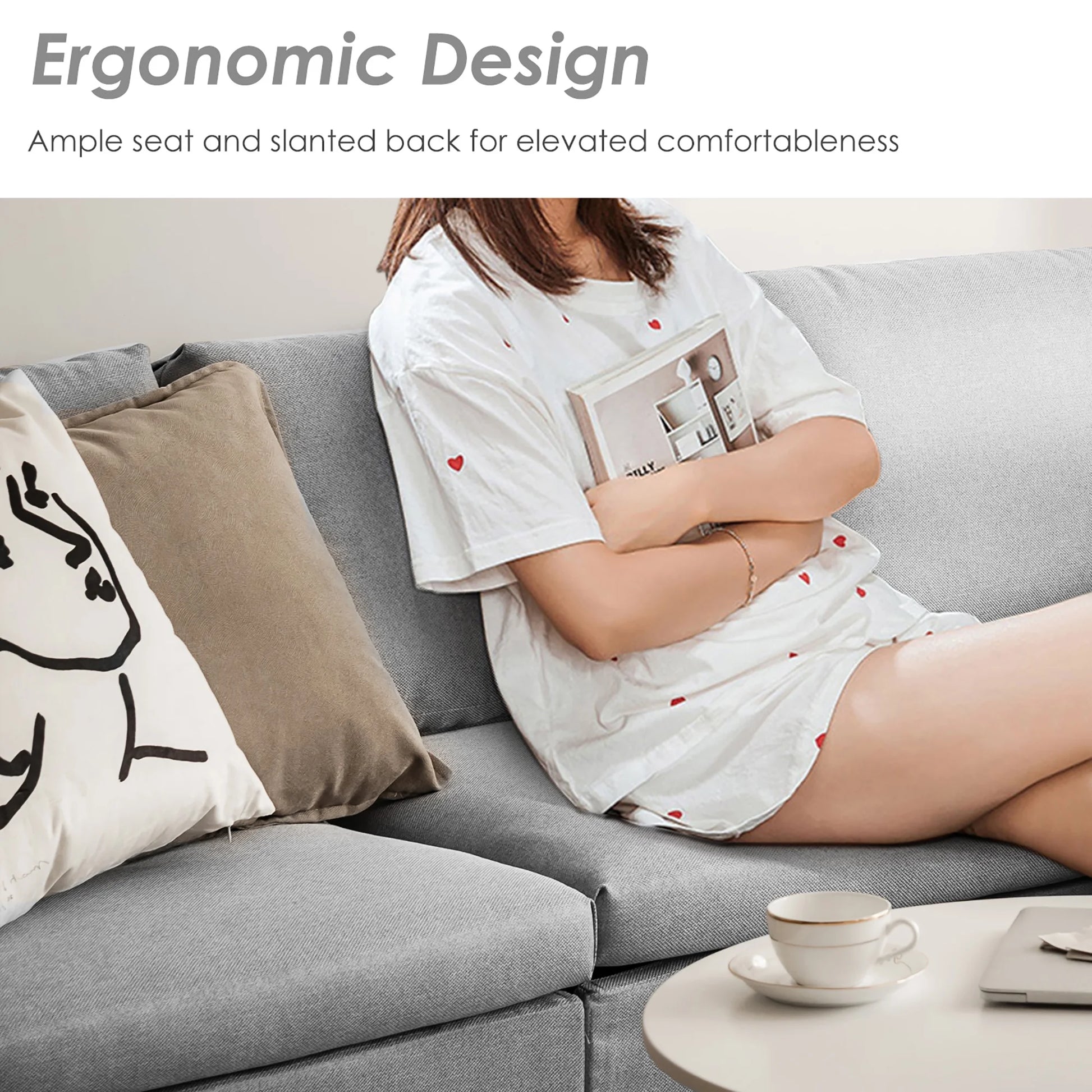 Convertible Sectional Sofa L-Shaped Couch W/Reversible Chaise Light Grey