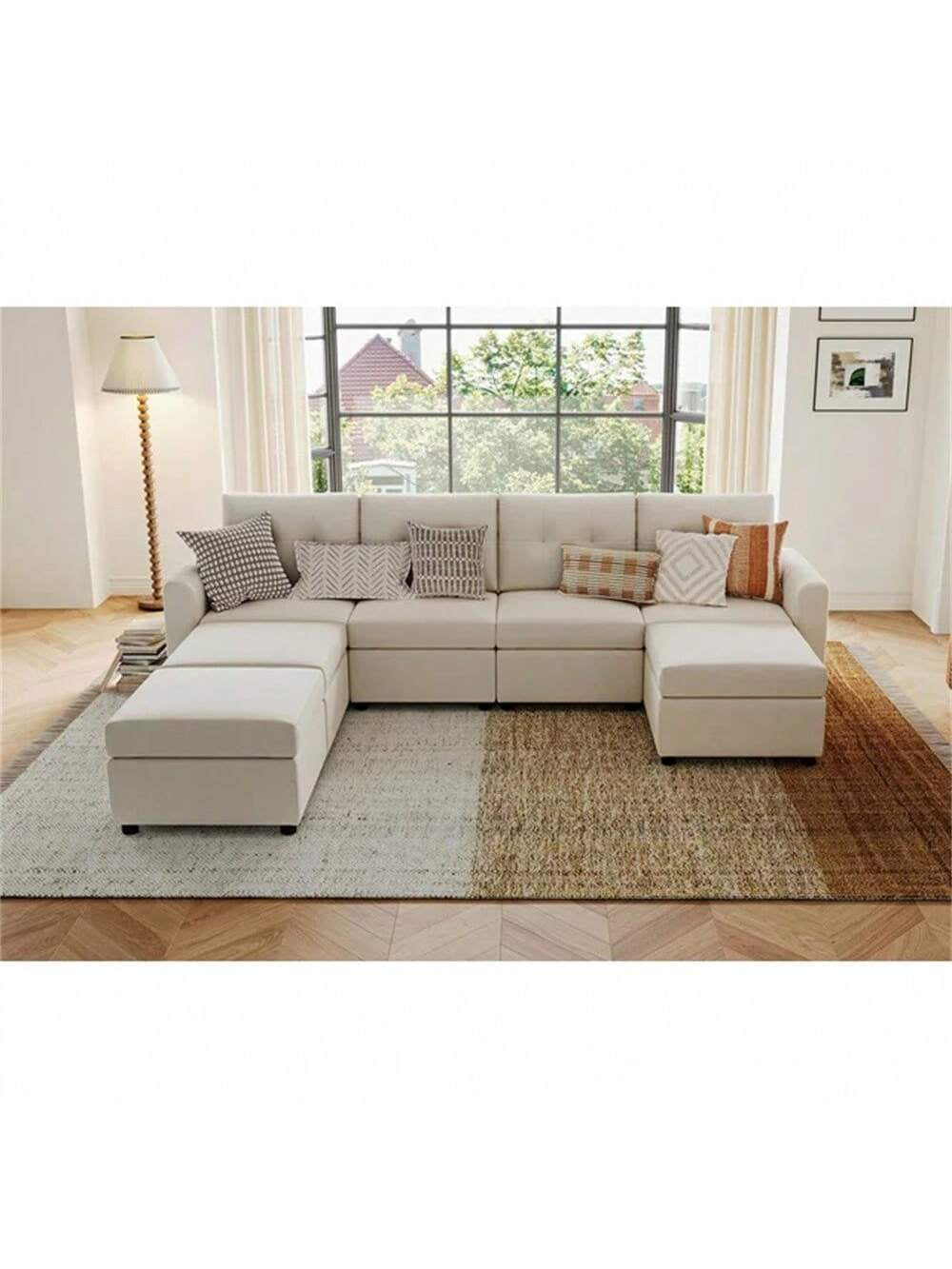 LINSY HOME Oversized Sofa, Sofa Bed Couch with Storage, U Shaped Couches Corner Sofa for Living Room
