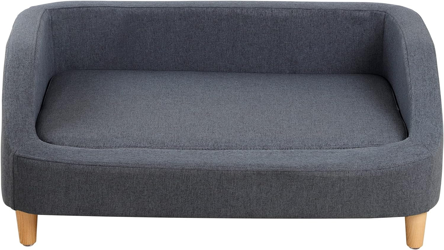 37" Pet Sofa Bed, Dog Sofa, Cat Sofa, Cat Bed, Pet Bed, Dog Bed, Cat Bed, Rectangle Pet Sofa with Detachable Cushion/Elegant Wood-Like Foot, Comfortable and Safe Pet Sofa (Gray)