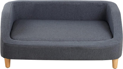37" Pet Sofa Bed, Dog Sofa, Cat Sofa, Cat Bed, Pet Bed, Dog Bed, Cat Bed, Rectangle Pet Sofa with Detachable Cushion/Elegant Wood-Like Foot, Comfortable and Safe Pet Sofa (Gray)
