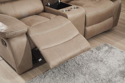 Microfiber Reclining Sofa Couch Set Living Room Set 8007 (Taupe, Sofa+Loveseat)