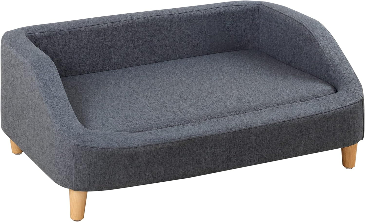 37" Pet Sofa Bed, Dog Sofa, Cat Sofa, Cat Bed, Pet Bed, Dog Bed, Cat Bed, Rectangle Pet Sofa with Detachable Cushion/Elegant Wood-Like Foot, Comfortable and Safe Pet Sofa (Gray)