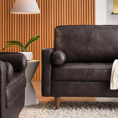 Valour 88" Leather Sofa in Brown
