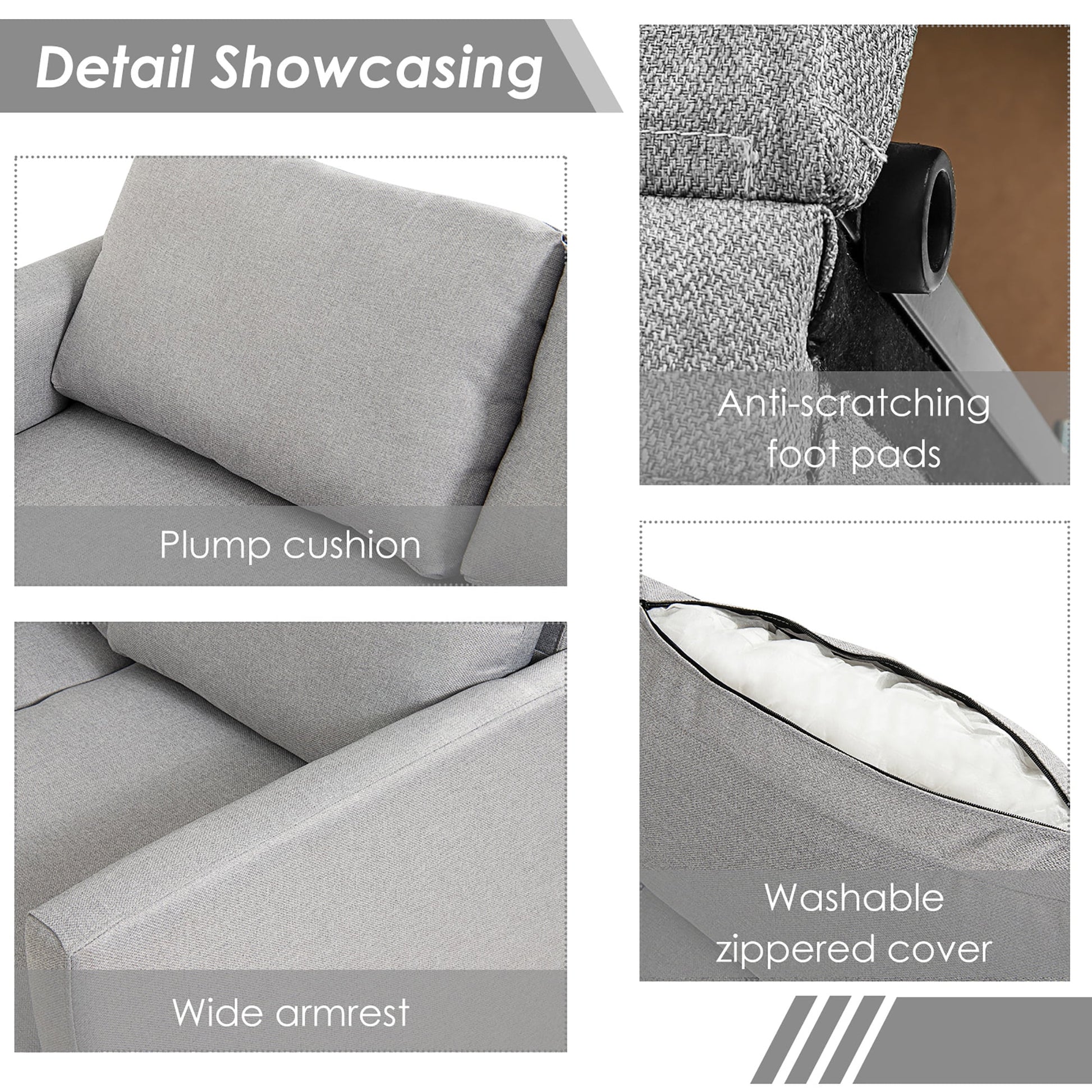 Convertible Sectional Sofa L-Shaped Couch W/Reversible Chaise Light Grey