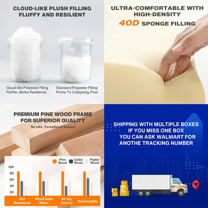 156'' Oversized Sectional Sofa, Modular Sofa with Ottoman, Cloud Couch,Deep Seating Sofa Modern Living Room/Office (Velvet, Deep Gray-5 Seater)