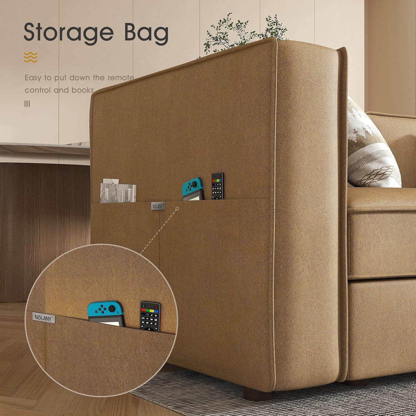 Modular Sectional Sofa, Convertible Sectional Couch with Storage Seat, U Shaped Sofa Couch with Reversible Chaise, Caramel Brown