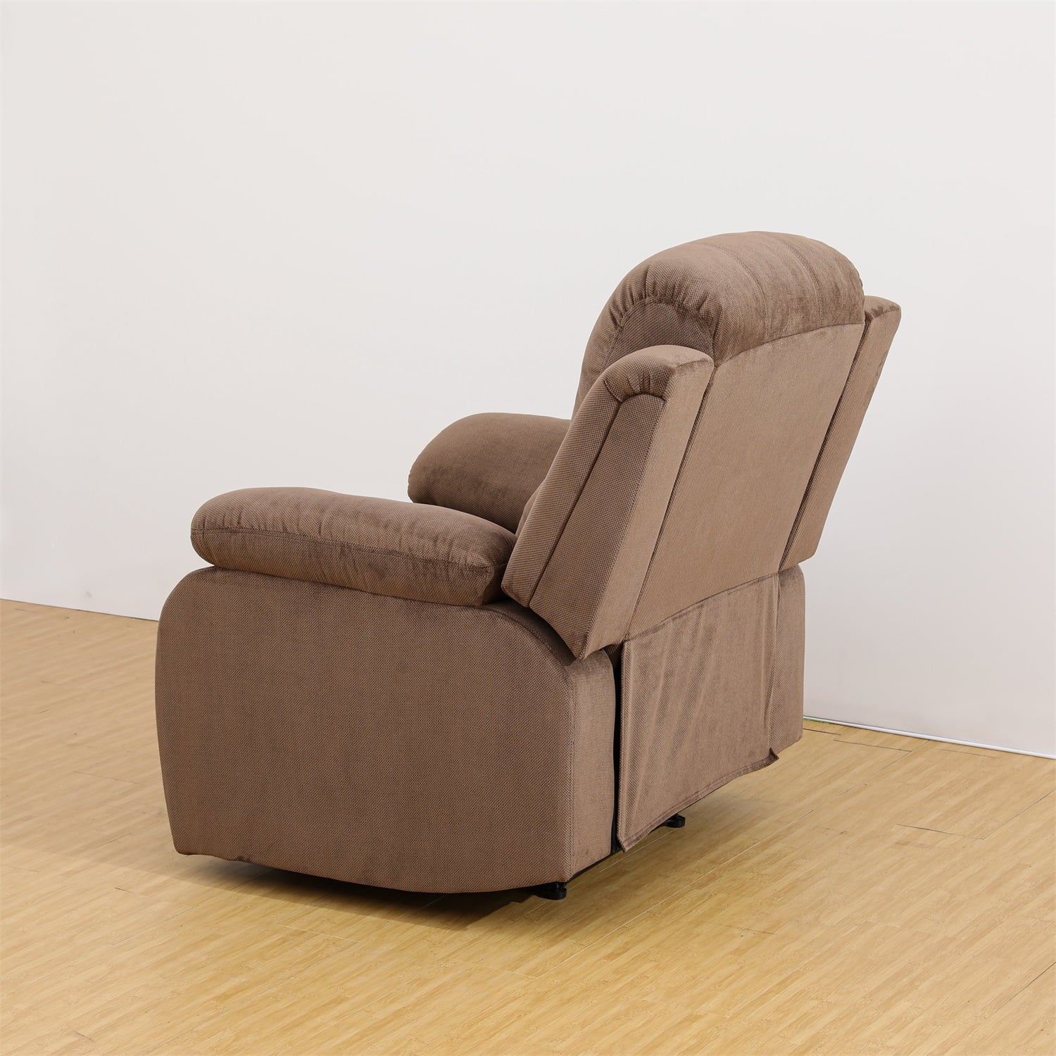 Corduroy Manual Single Rocker Recliner Sofa, Heavy Duty Reclining Chair for Home with Overstuffed Arm and Back, Brown