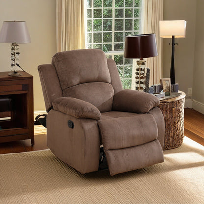Corduroy Manual Single Rocker Recliner Sofa, Heavy Duty Reclining Chair for Home with Overstuffed Arm and Back, Brown