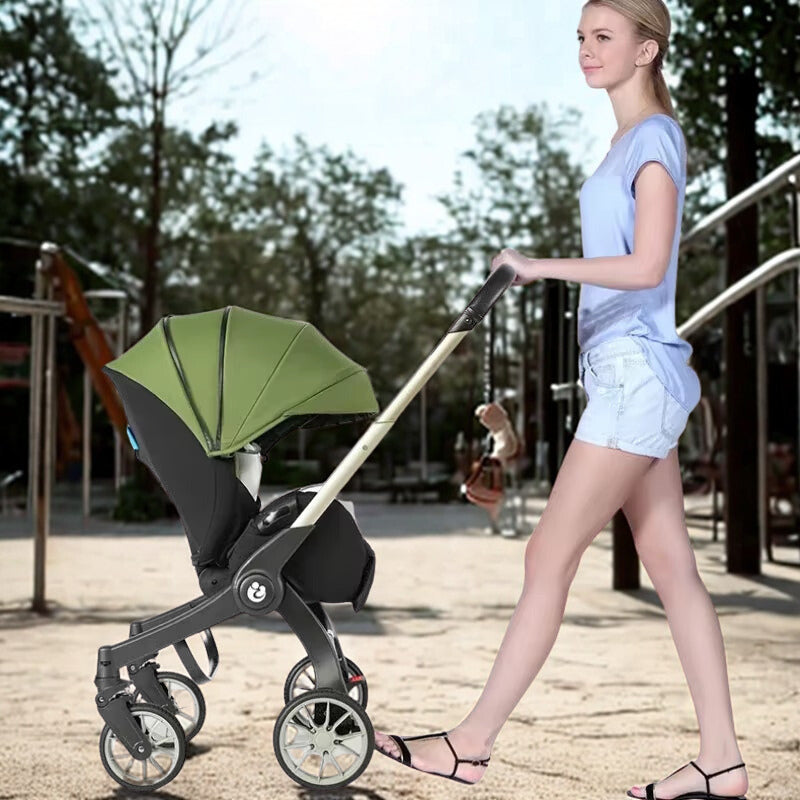 Baby Stroller Two-Way Multifunctional Newborn Baby Stroller 3In1 Foldable Basket Type Seat Lightweight Travel Pram