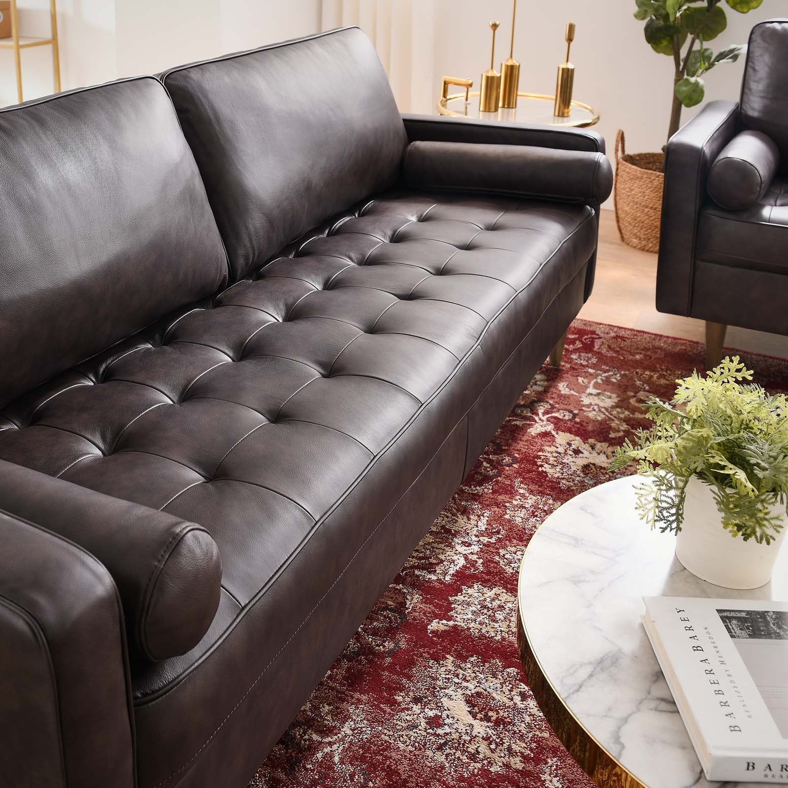 Valour 81" Leather Sofa in Brown