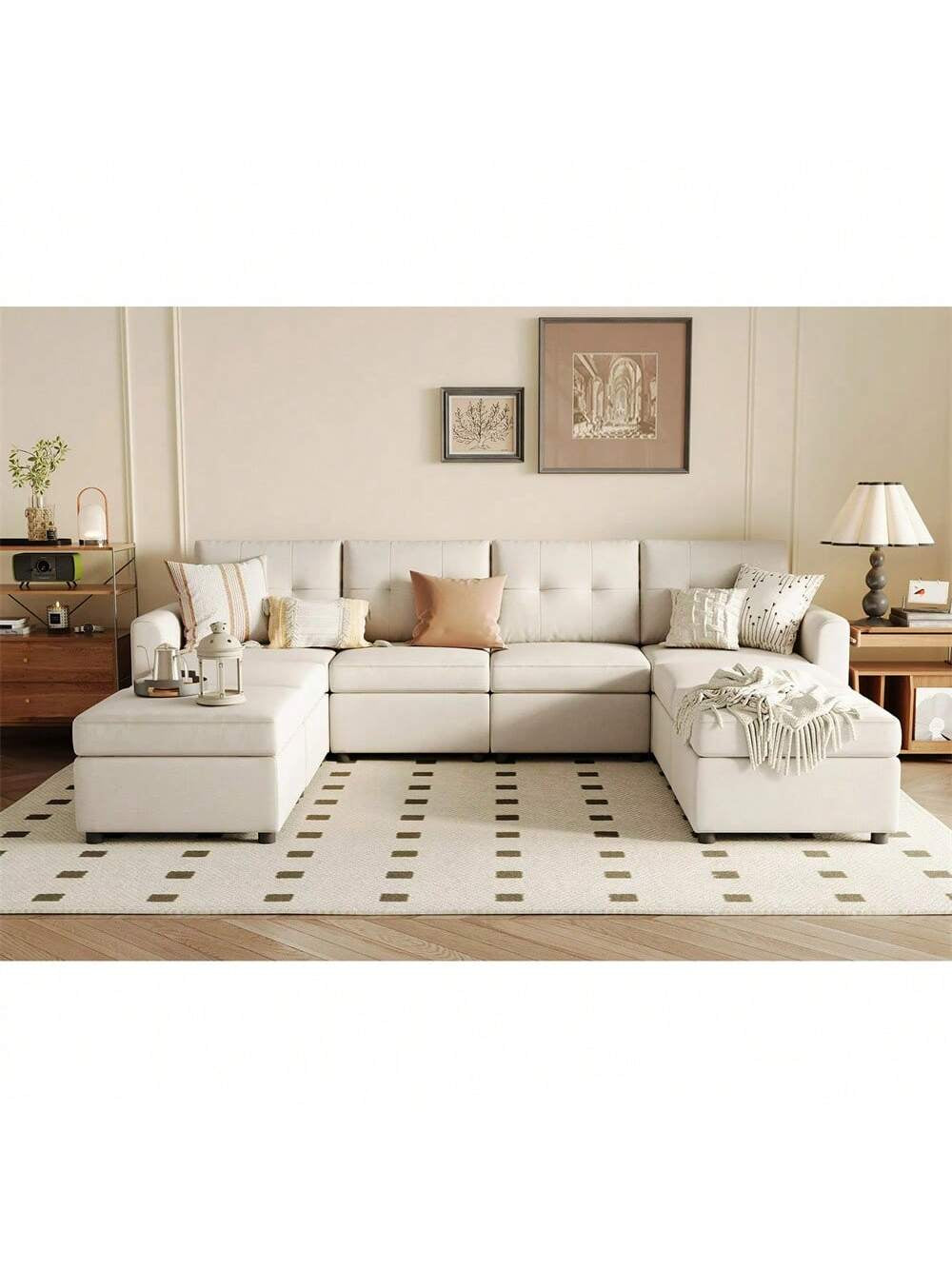 LINSY HOME Oversized Sofa, Sofa Bed Couch with Storage, U Shaped Couches Corner Sofa for Living Room