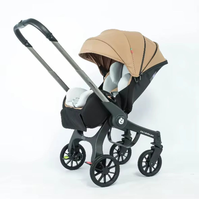 Baby Stroller Two-Way Multifunctional Newborn Baby Stroller 3In1 Foldable Basket Type Seat Lightweight Travel Pram