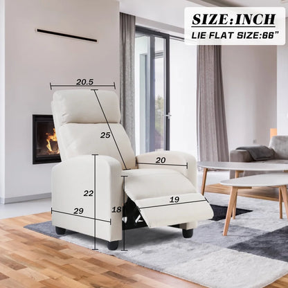 Modern Recliner Chair for Living Room Reading Chair Easy Lounge with Fabric Padded Seat Backrest,Beige