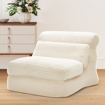 Folding Sofa Bed, 3 in 1 Convertible Sofa with Back Support, Portable Folding Chair Bed, Living Room Bedroom Comfortable Floor Sofa Lounge, Single Bed, White