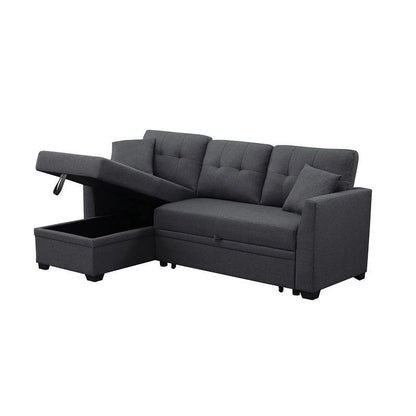 3 Seater L-Shaped Sofa with Pull-Out Sleeper Sofa, Sofa with Storage Recliner for Living Room, Bedroom, Apartment Small Combination Sofa, Dark Gray