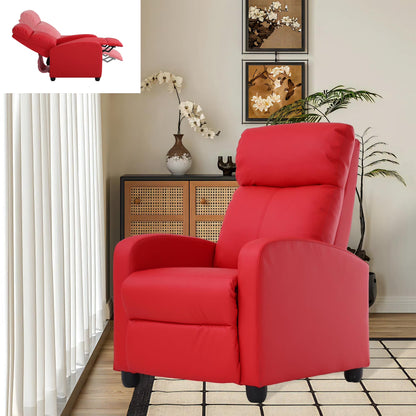 Recliner Chair for Living Room Home Theater Seating Single Reclining Sofa Lounge with Padded Seat Backrest (Red)