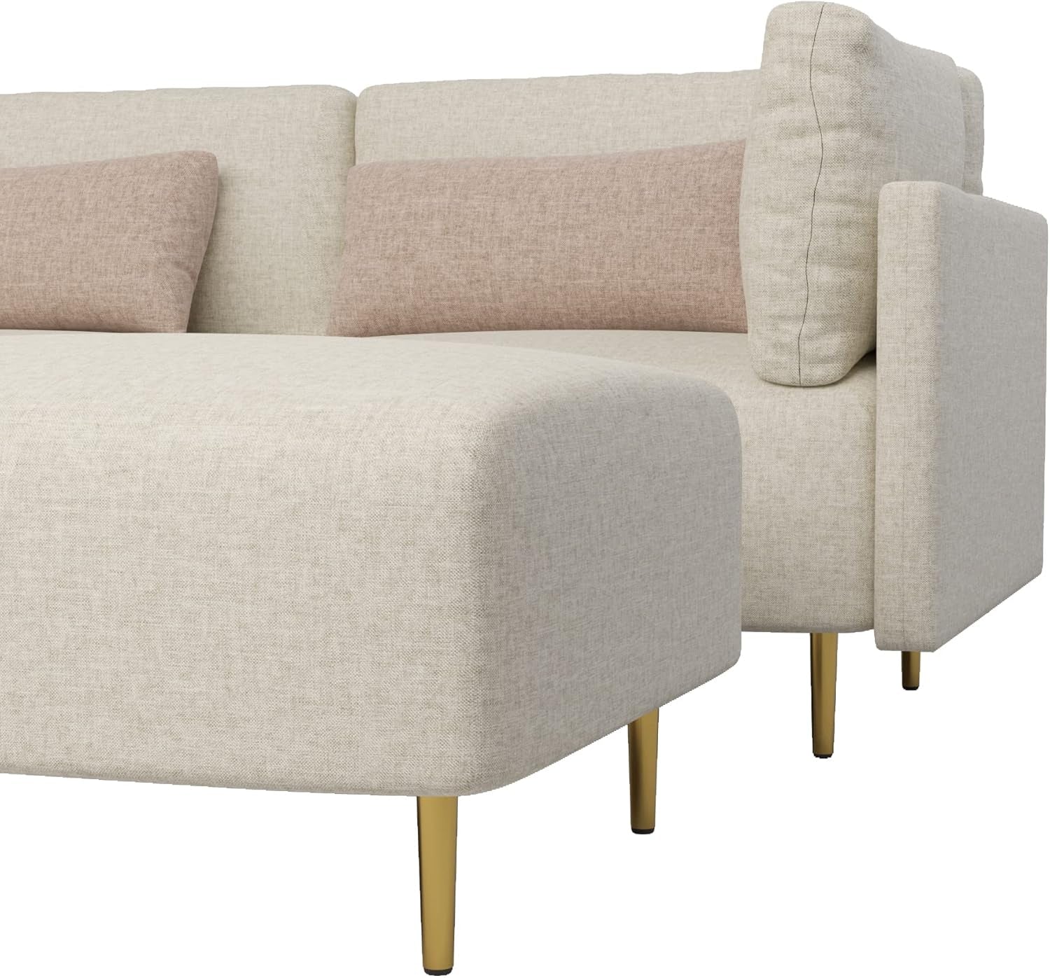 Sectional Sofa Couch, Modular U Shape Sofa Couch, Modern Minimalist Sofa Couch with 2 Ottoman 4 Throw Pillows for Living Room, Apartment, Beige