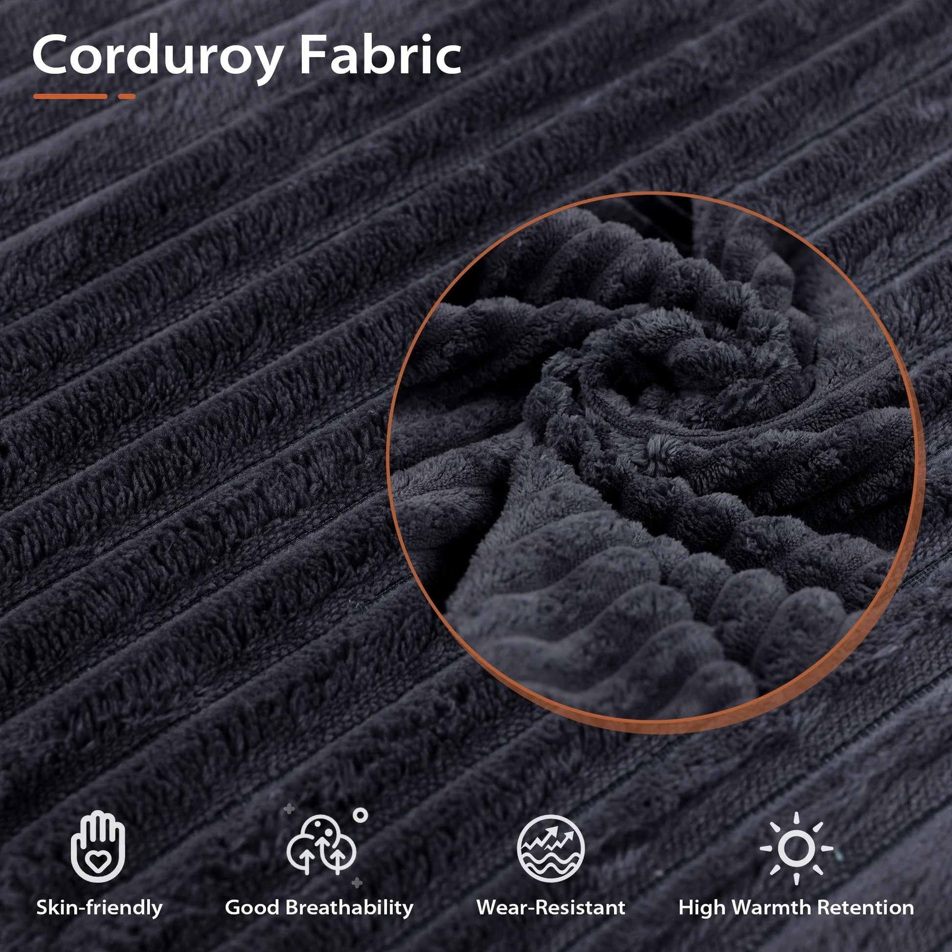 Indoor Modular Sectional Sofa, 132'' Corduroy Cloud Couch with Double Chaise, U Shaped Sofas with Deep Seat, Comfy Fluffy Plush Couches, No Assembly Required, Black