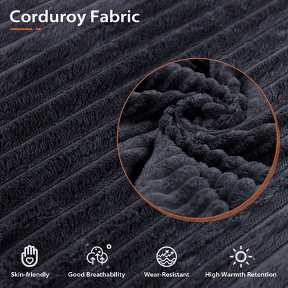 Indoor Modular Sectional Sofa, 132'' Corduroy Cloud Couch with Double Chaise, U Shaped Sofas with Deep Seat, Comfy Fluffy Plush Couches, No Assembly Required, Black