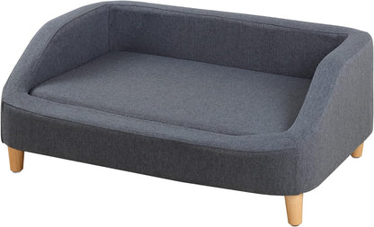 37" Pet Sofa Bed, Dog Sofa, Cat Sofa, Cat Bed, Pet Bed, Dog Bed, Cat Bed, Rectangle Pet Sofa with Detachable Cushion/Elegant Wood-Like Foot, Comfortable and Safe Pet Sofa (Gray)