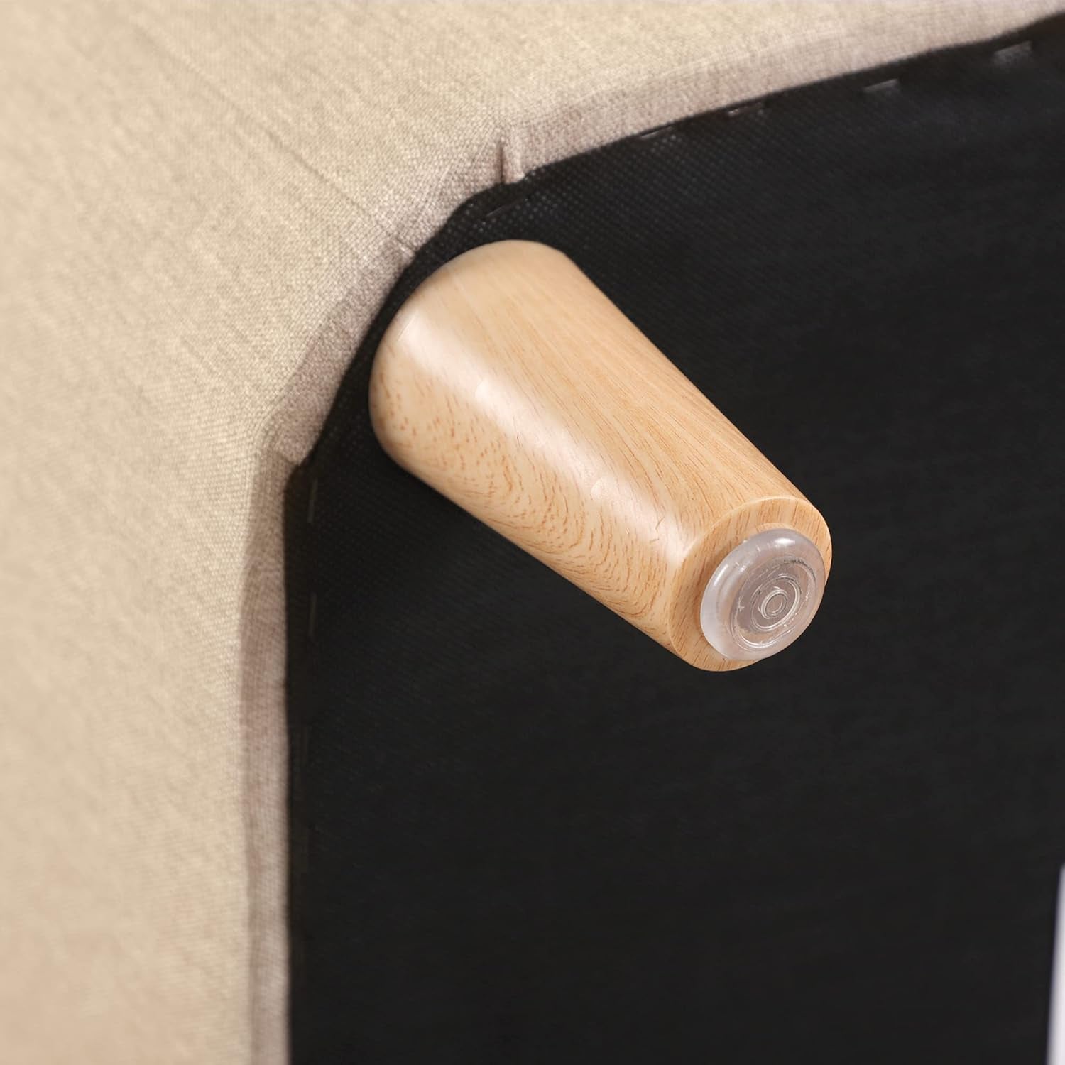 Pet Sofa with Movable Cushion, Rectangle Sofa with Wood Foot, Dog Sofa Dog Bed, Cat Sofa Cat Bed, Wooden Structure and Linen Pet Sofa Bed, Three Size (Small, Beige)