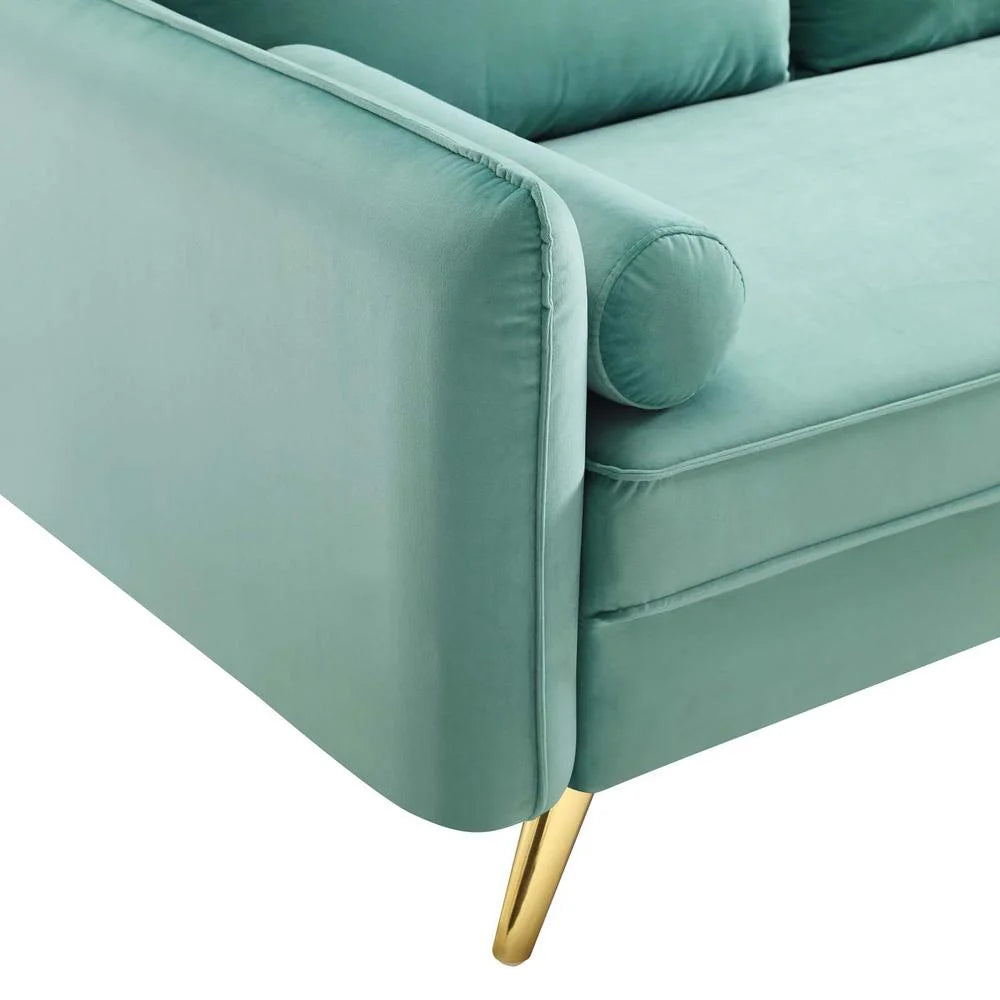 Revive Performance Velvet Sofa in Mint