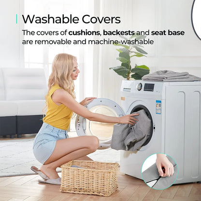 Modular Couches and Sofas Sectional with Storage, 6 Seat Sectional Sofa for Living Room, U Shaped Sectional Couch with Reversible Chaises, Light Gray