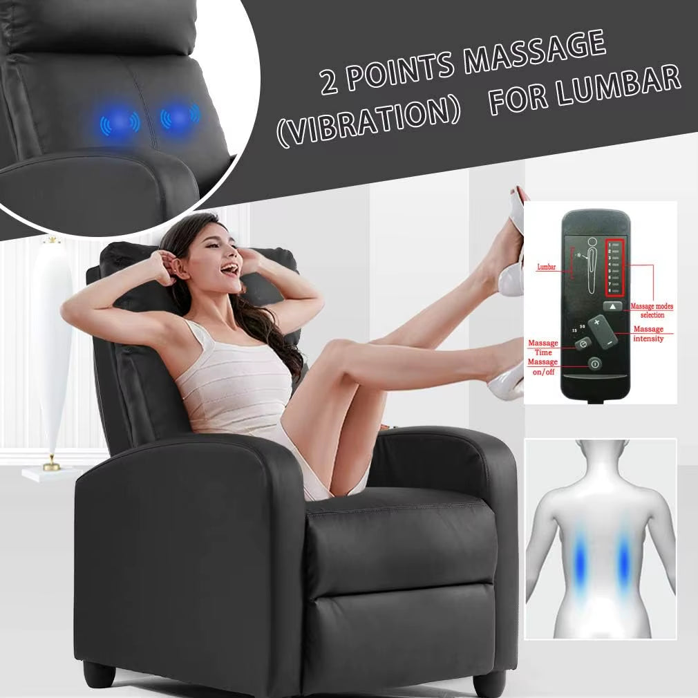 Recliner Chair for Living Room Massage Reading Sofa Home Theater Seating Modern Reclining Easy Lounge with PU Leather Padded