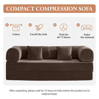 78.7" W Combination Sofa, High Rebound Density Sponge Sofa Couch, Two Forms Floor Couch Three Seats Sofa Bed for Living Room, Bedroom, Coffee