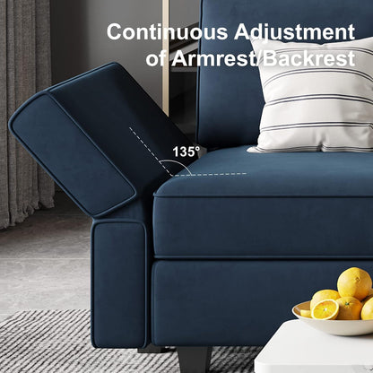 Modular Sectional Sofa U Shaped Velvet Couch with Reversible Chaise Oversized Couch with Ottoman Blue…