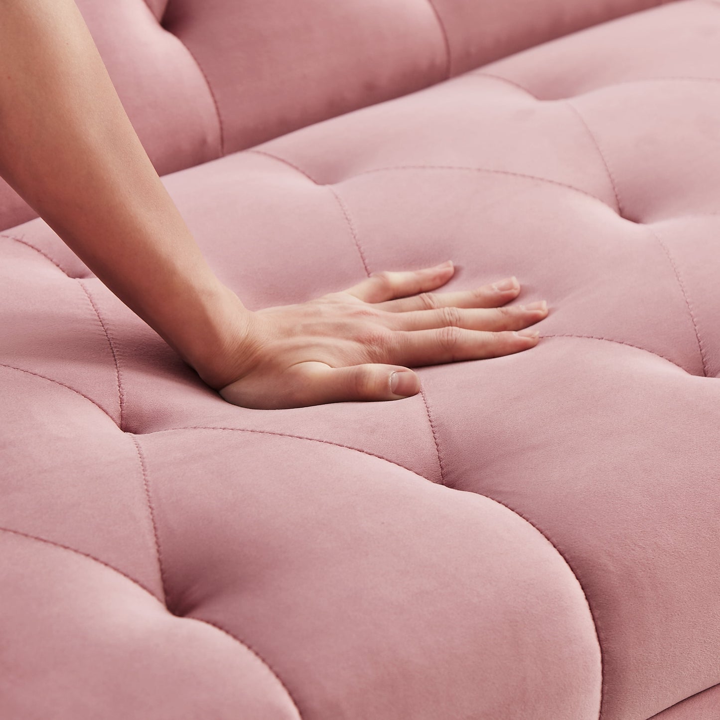 71 Inches Velvet Futon Sofa Bed with 2 Pillows,Modern Convertible Futon Couch with 3 Adjustable Backrest Angles and Gold Metal Feet,Suitable for Apartment,Living Room,Small Space,Pink